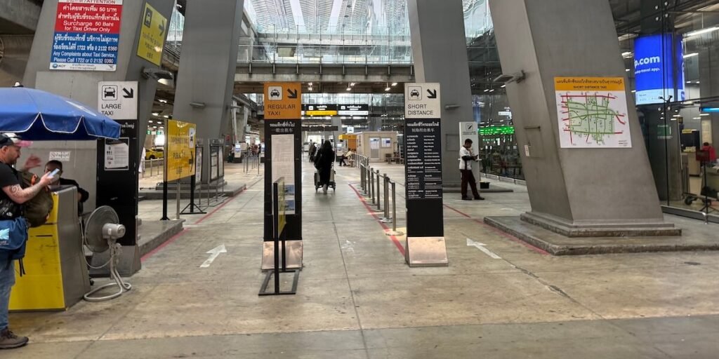 The Bangkok Airport taxi area on level 1