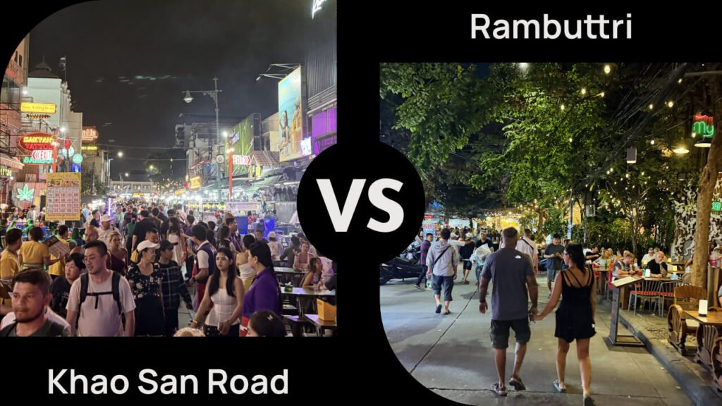 Khao San Road vs Rambuttri - Bangkok Thailand - a contrast of streets in the old town